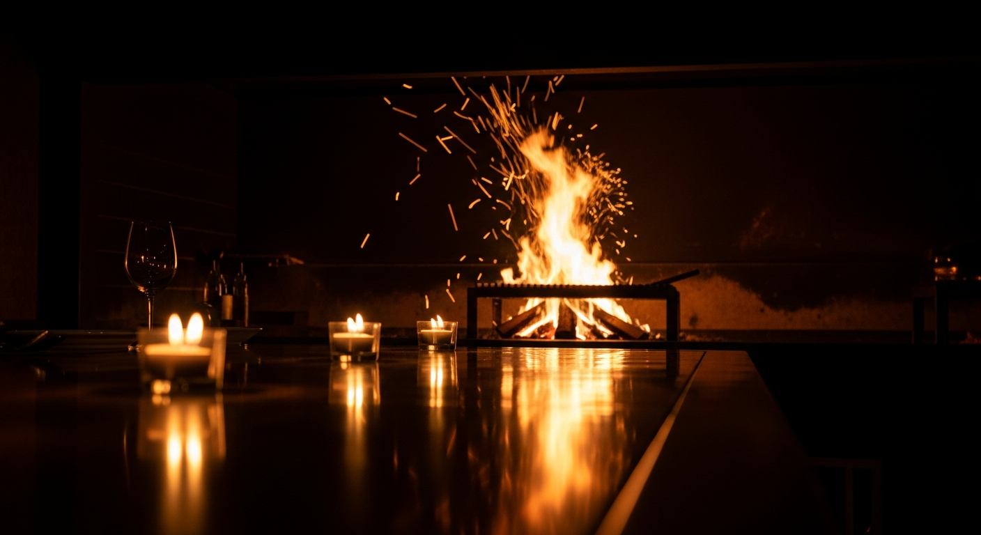 Chef's Table view of the fire