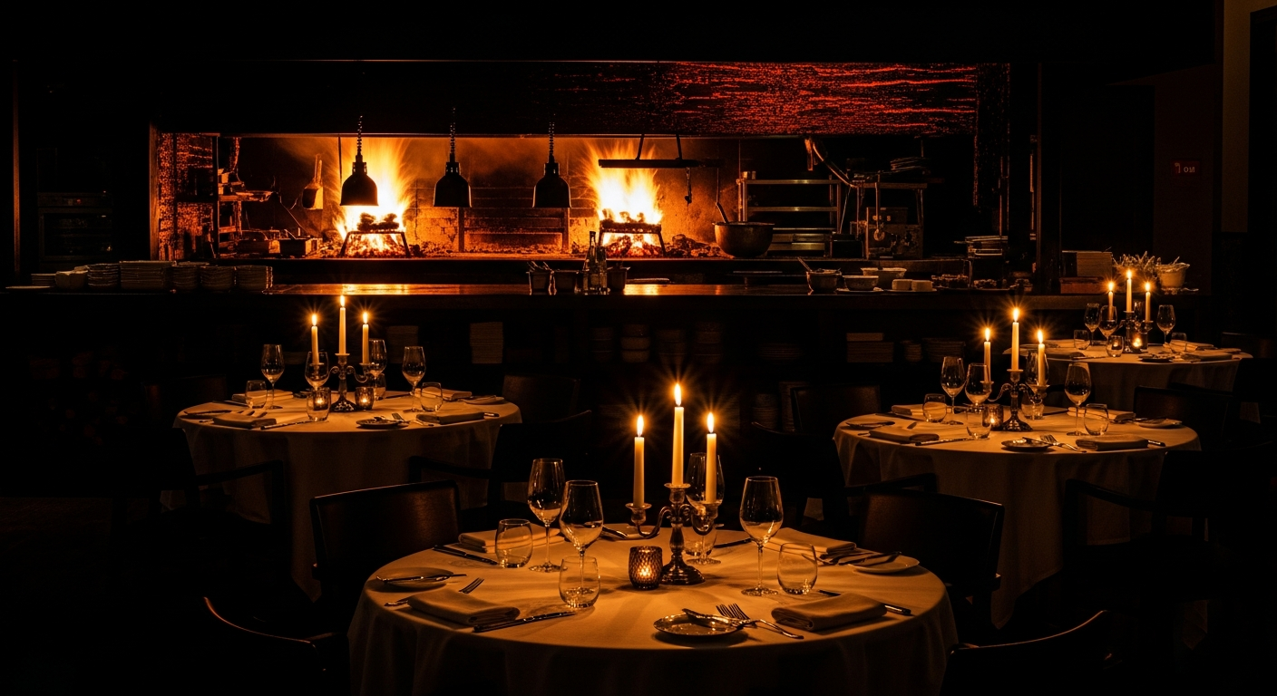 Ember and Salt interior at 9pm